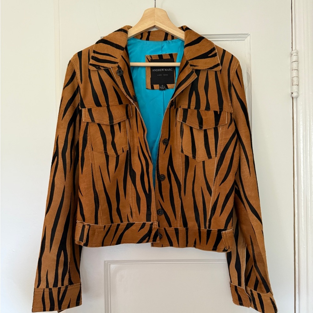 Andrew Marc Tiger Pony Hair Fur Leather Jacket